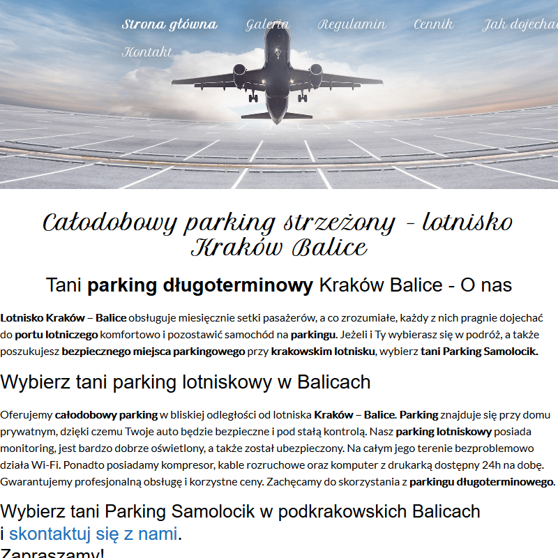 Miejsca parkingowe kraków lotnisko w Krakowie